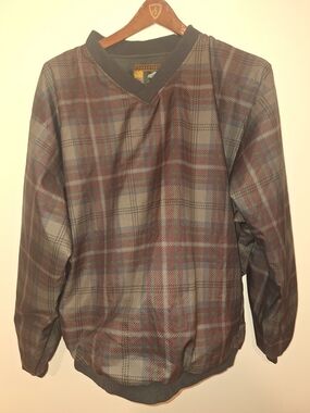 Forrester Plaid Pullover with V-Neck — Gray, Burgundy, Green